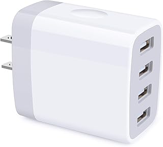 iPhone 12 Charger Box Fast Charging 4.8A Multi Port USB Charger Wall Plug Power Adapter Charging Block Cube Brick for iPhone 15/14/SE/13/12/11 Pro Max, Samsung Galaxy S23 S22 S21 Ultra S20 S10 Note 20