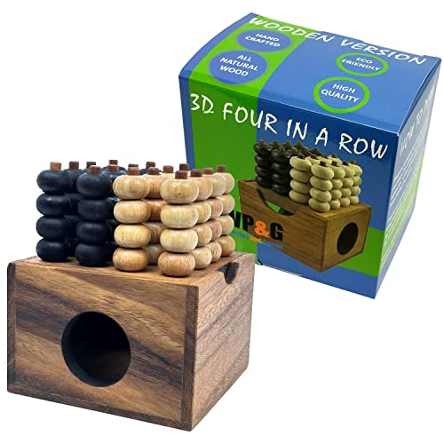 Juego de Estrategia 3D Cuatro en Línea de Madera miniatura 1