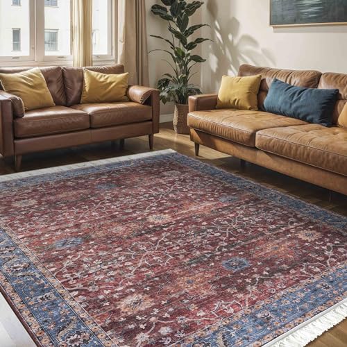 Mazovia Teppich Orientalisch Vintage - Waschbar rutschfest - Weich Traditioneller Teppich für...