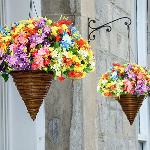 24 Pcs Artificial Flowers For Outdoor,Fake Flowers Decoration,Uv Resistant Plastic Flowers,Artificial Plants For Wedding Garden Décor(6 Colors) #TOP4