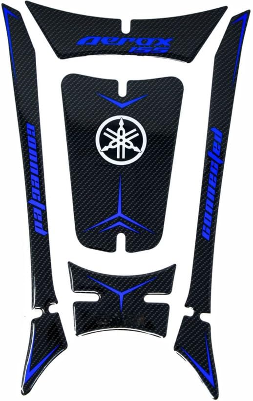 Tank Pad for Yamaha Aerox 155, Premium Carbon Fibre Tankpad Sticker, Connected Style (Blue)-image-34