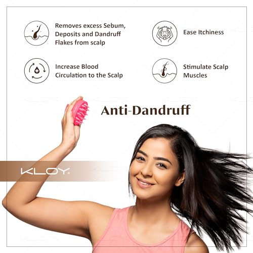 Image of KLOY Round Hair Scalp Manual Massager Shampoo Hair Brush, Super Soft Bristles for Exfoliating, Anti-Dandruff (Pink)