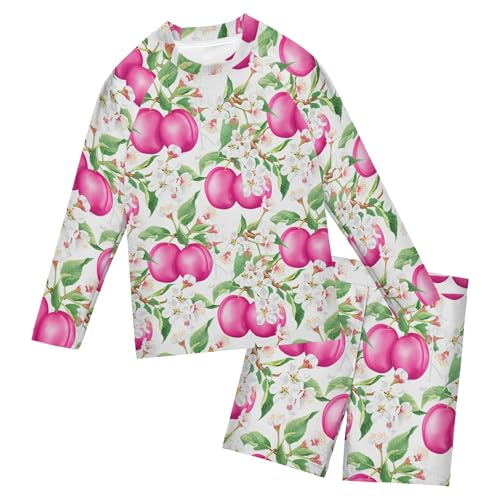 Plum Fruit Flower Baby Boys' Toddler Long Sleeved Rashguard Swim Bathing Suit Set B0404698