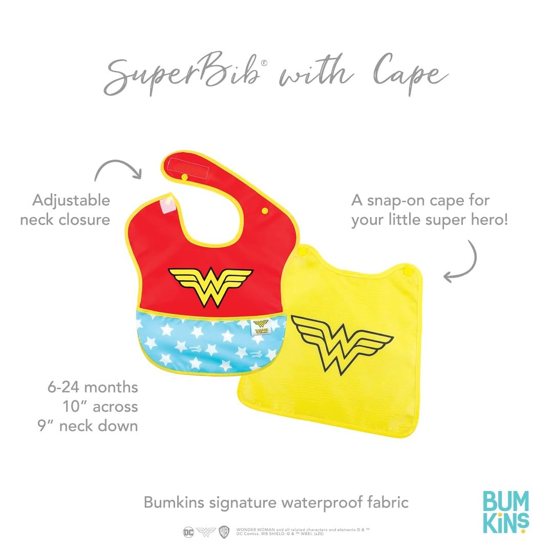 Bumkins DC Comics Super Bib with Cape, Wonder Woman, 6-24 months by Bumkins