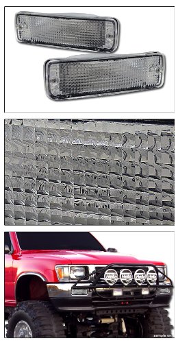 Chrome Clear Housing Front Bumper Turn Signal Lights Parking Lamps ks Compatible With 89-95 Toyota Hilux Pickup / 90-91 Toyota 4Runner