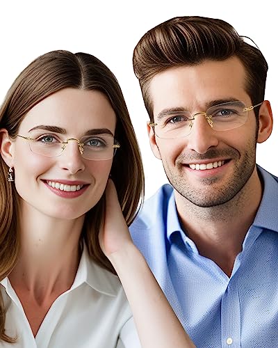 Image of TERAISE Frameless Metal Reading Glasses for Men /Women Blue Light Blocking -Rimless Fashion Comfortable Computer Eyeglasses