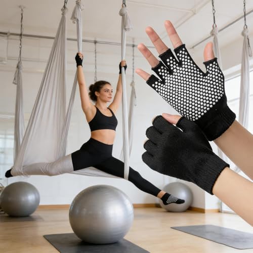 Non Slip Fitness Gloves, Half Finger Yoga Accessory, Lightweight Pull Up Workout, Durable Exercise Gear Extra, Comfortable Training Glove with Practical Style, Gloves for Ladies Mothers Beginners - Afbeelding 4