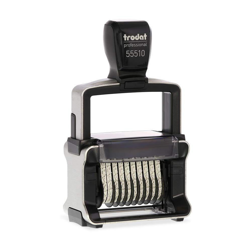 Trodat Professional Numberer 55510PL Personalised Custom Office and Business Stamp - 2+2 Lines of Text - Impression Size 55 x 32 mm