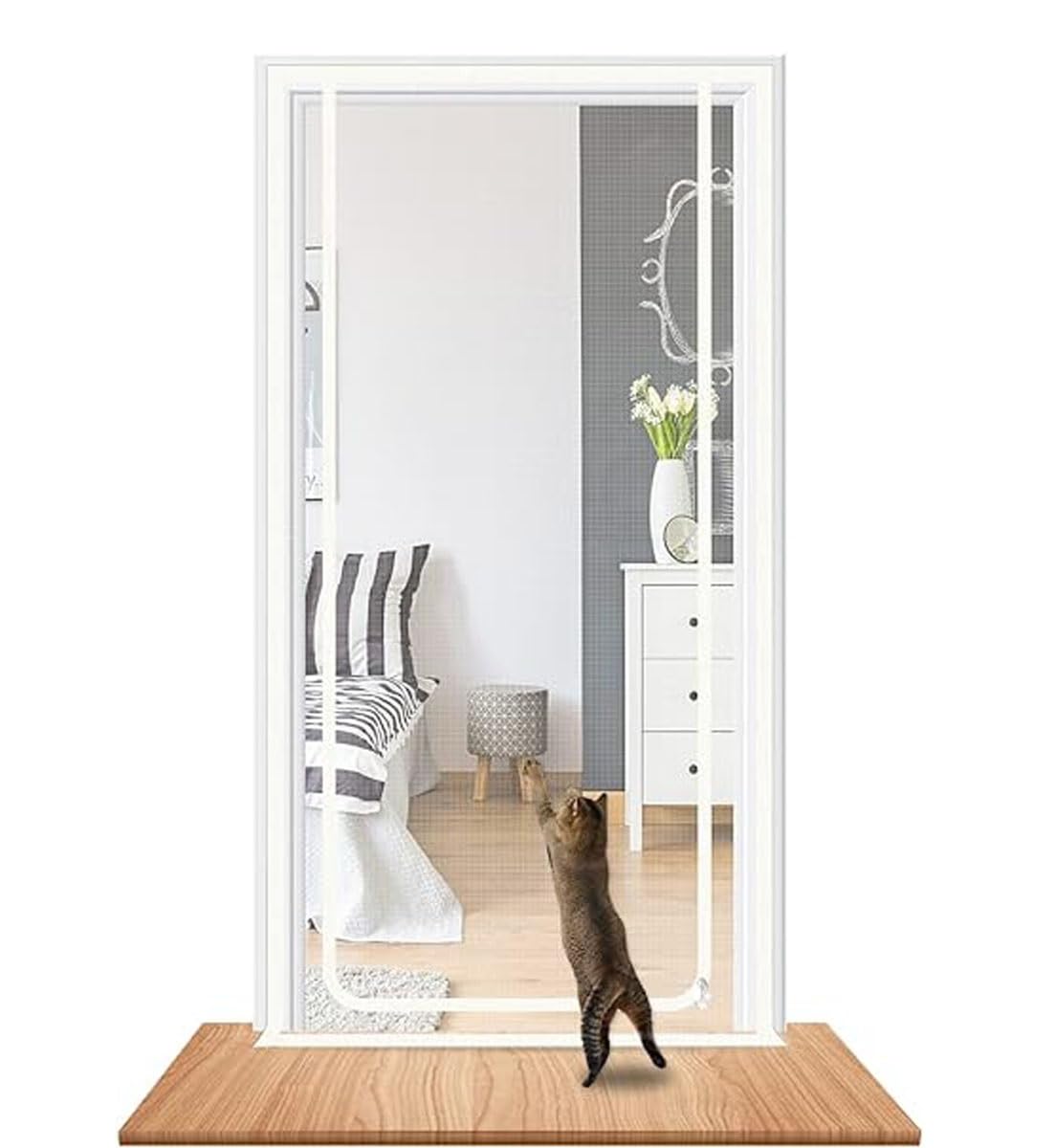Ffnxtvlk One Color Heavy Cats Screen Door, Cat Screen Door Multiple Sizes 90X210cm For Dogs Cats Mosquito(130X220cm)