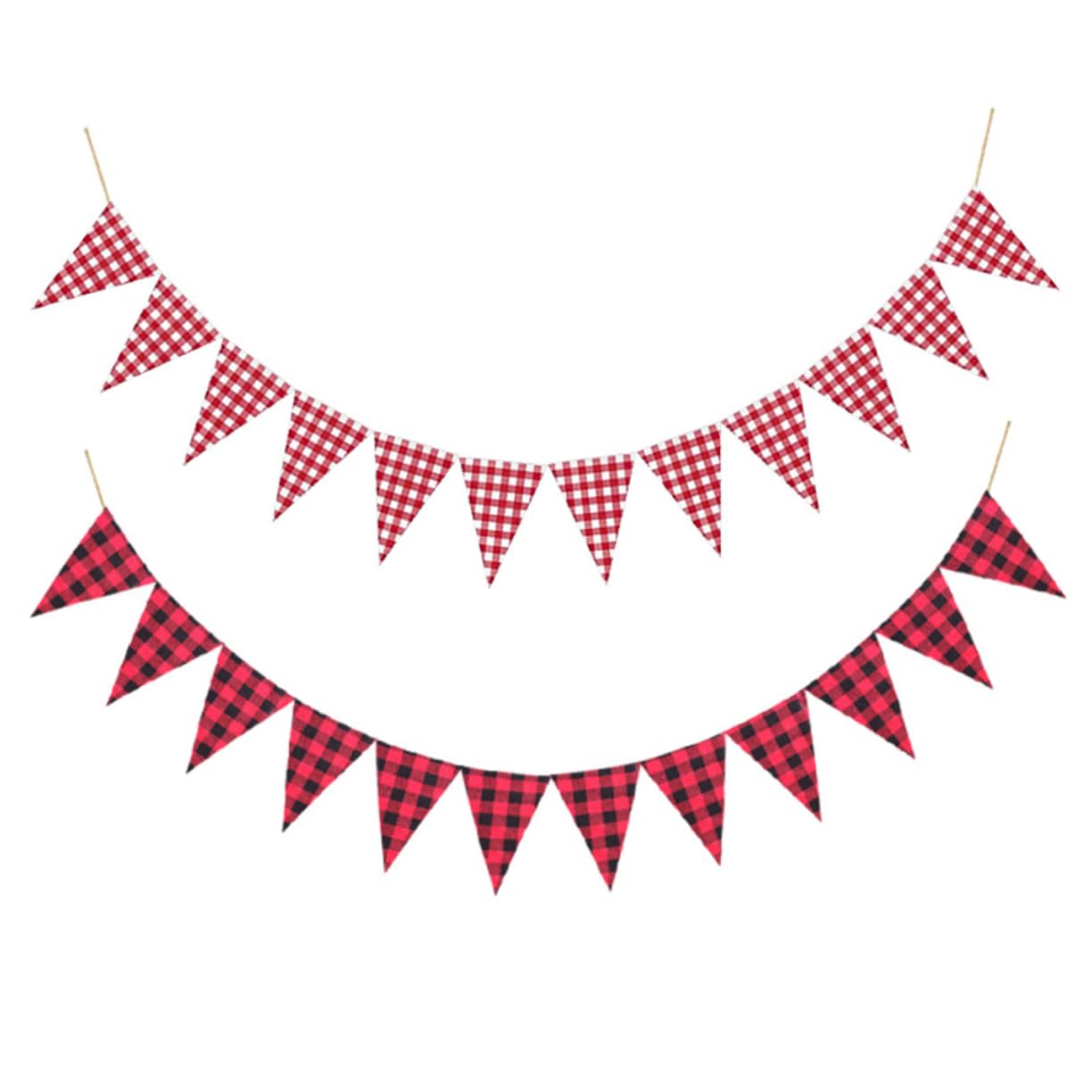 Abaodam 3piezas Banderín Decorativo De Triángulo Diseño Cuadros Rojos y Negros Para Fiestas y Celebraciones Al Aire