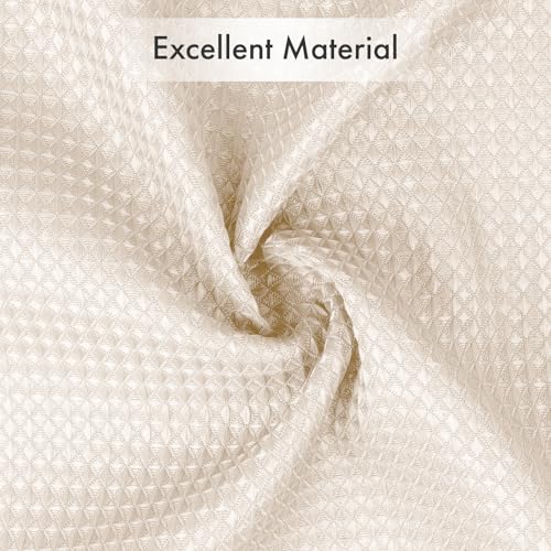 Image of AmazerBath Stall Shower Curtain Beige, Cream Shower Curtain Fabric, Hotel Quality Bathroom Curtain Waffle Textured, Heavy Duty 240GSM, 36 x 72 Inches