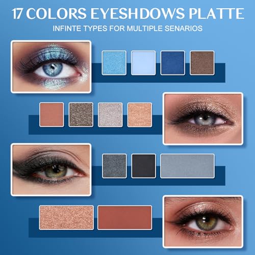 Color-Nymph-Makeup-Kit-For-Teens-Girls-With-Recyclable-And-Key-Lockable-Cabinet-Included-17-Colors-Eyeshadows-Blushes-Bronzer-Highlighter-Lipstick-Brushes-MirrorBlue