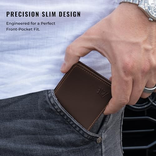 Image of Kings Loot Wallet for Men | Minimalist Slim RFID Blocking Leather Design with Cash Pocket & Card Pull Strap | Holds 1-12 Cards | Stylish & Durable Wallets (Umber)