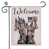 Eiazuiks 4th of July Patrioctic American Garden Flag Floral Spring Double Sided Vertical Rustic Farm