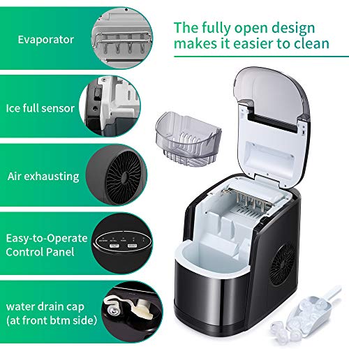image for Kismile Countertop Ice Maker Machine,26Lbs/24H Compact Automatic Ice M