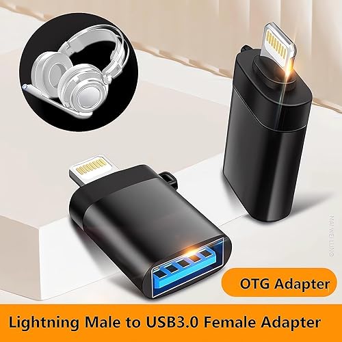 Image of JGD Lightning to USB 3.0 OTG for iPhone /iPad OTG Connector Extender Convertor for All iOS Devices, USB Female Connect USB Flash Drive,Keyboard,Mouse, Only Data Transfer, Charging is NOT Supported