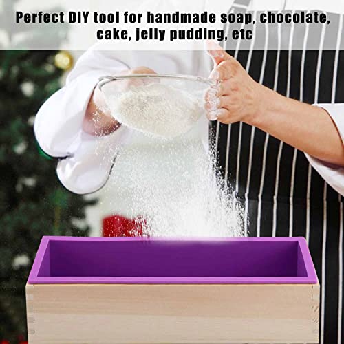 Lovesmile Soap Mold, Rectangular Silicone Mold with Wood Case, 1200ML, Purple, lila - Image 3
