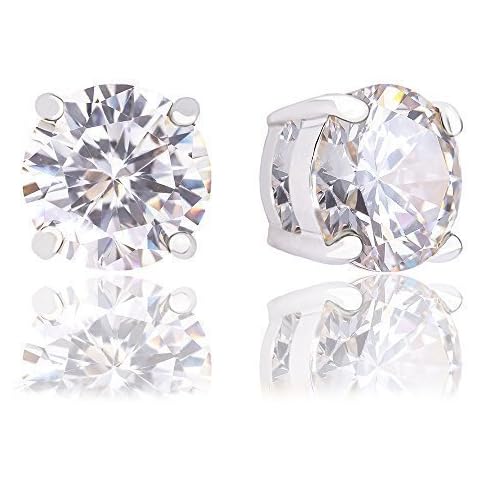 ORROUS & CO 18k White Gold Plated Round Cubic Zirconia Solitaire Stud Earrings (6.80 carats) Cover