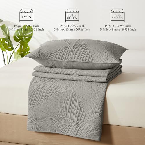 Colcha ligera con patrón en relieve gris para cama queen y matrimonio 8