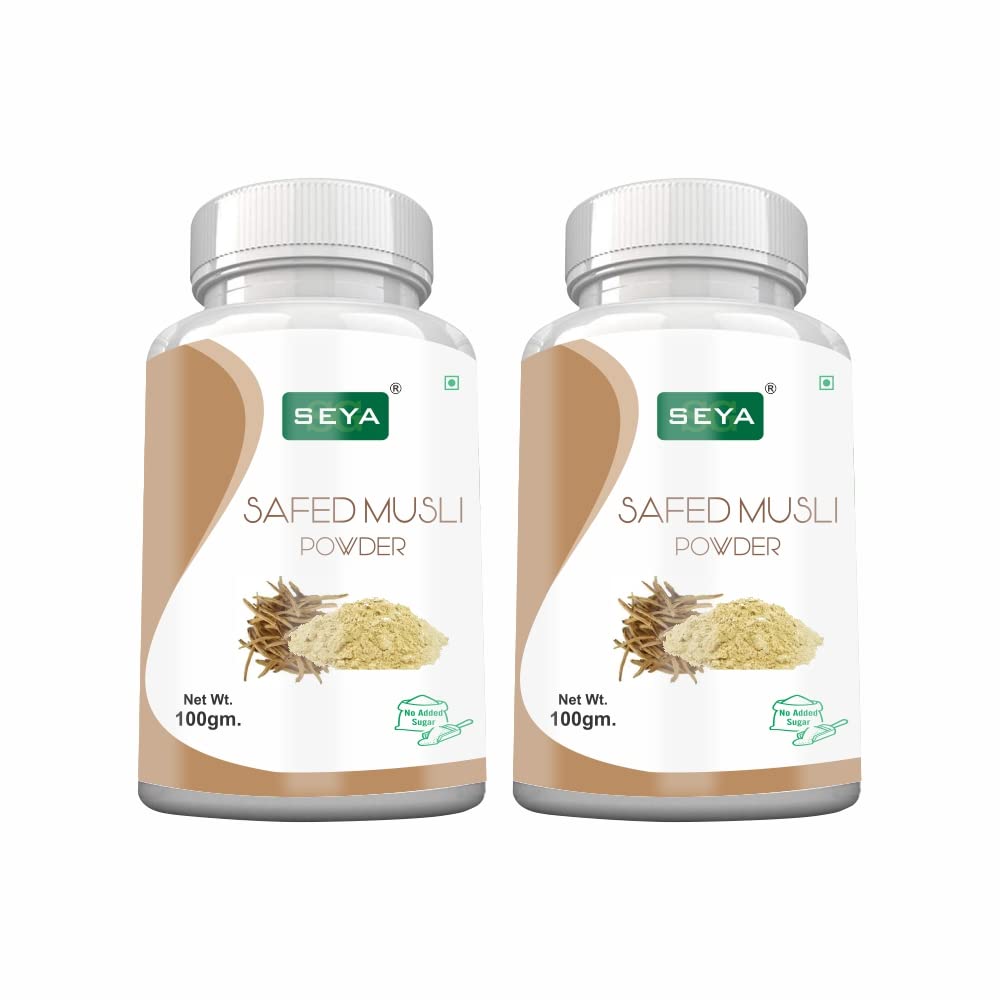 SEYA Safed Musli Powder, 100gm (Pack of 2) / No Added Sugar, Ayurvedic Herbal Powder for Vitality & Performance, Strength & Stamina