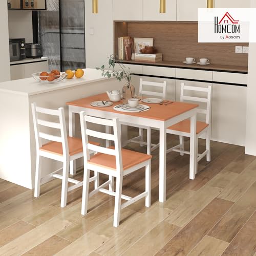 HOMCOM-Dining-Table-Set-for-4-5-Piece-Modern-Kitchen-Table-and-Chairs-Wood-Dining-Room-Set-for-Small-Spaces-Breakfast-Nook-White
