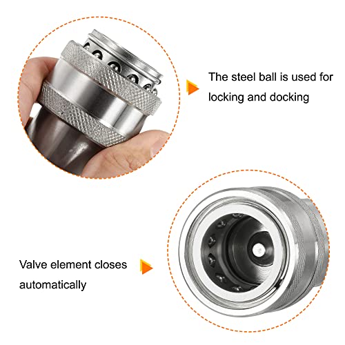 Image of PATIKIL Hydraulic Quick Connect Coupler Set, 1 Set Carbon Steel G1 /2 Female Pipe Fitting Plug Adapter for Construction Agriculture, Silver