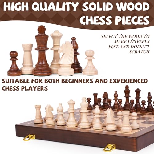 Juego de Ajedrez de Madera Plegable 17 Pulgadas miniatura 2