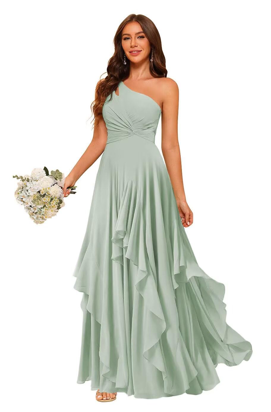 Misstree One Shoulder Bridesmaid Dresses for Women 2025 Long Chiffon Formal Evening Dresses MI004