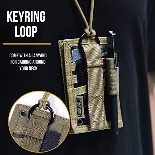 Image of OneTigris Tactical ID Card Holder Hook & Loop Patch Badge Holder Neck Lanyard Key Ring and Credit Card Organizer (Multicam)