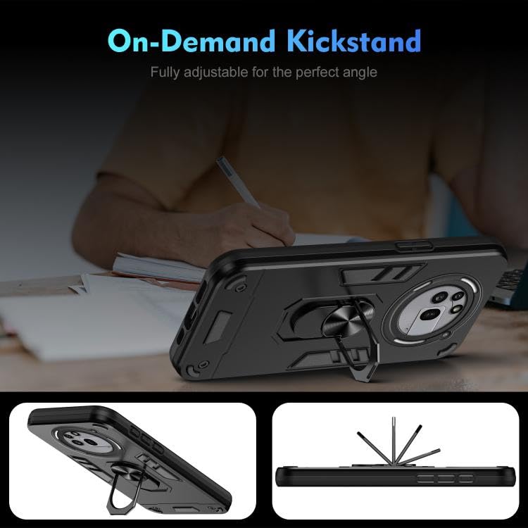 Image of ShieldTech PC Back Cover Case for Nothing Phone 3a Pro | Ring Stand | Camera Protection Black Mobile Phone Back Cover Case for Nothing Phone 3a Pro | Black Back Cover