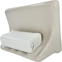 Vista 2 de Beige Bone Almond Ceramic Soap Dish Shower Tray Tile in Installation Vintage Mid Century Modern Retro