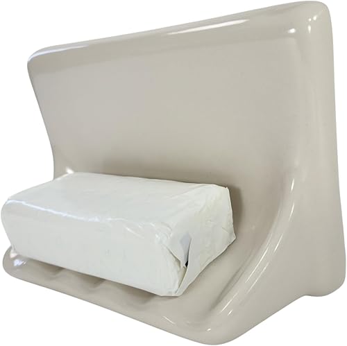 Miniatura 2 de Beige Bone Almond Ceramic Soap Dish Shower Tray Tile in Installation Vintage Mid Century Modern Retro