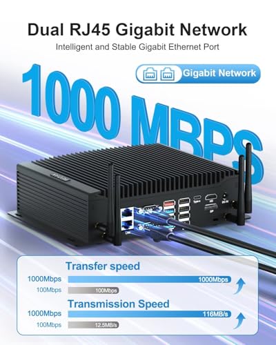 Image of WEIDIAN Industrial PC, Fanless Computer i5 10210U(up to 4.20 GHz), Mini PC with 2RS232 + 4RS422 /485 /232 COM, Type-C, HD, DP Triple Display, 8USB, 2GPIO, WiFi, BT, Win11(16GB RAM 256GB M.2 SSD)