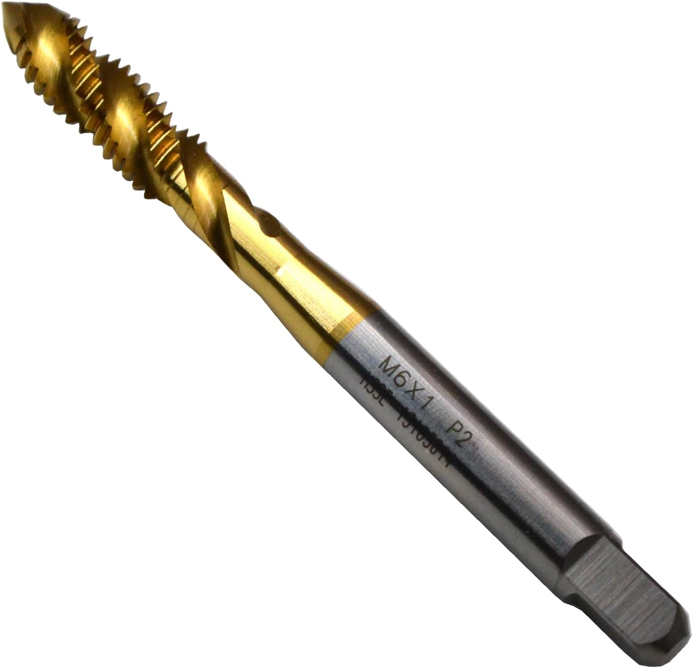 M6×0.5 2Pcs/Set TiN Coated High Speed Steel Precision Left Hand Spiral Point Flute Taps Hole Screw Threaded Threading Tapping Tools