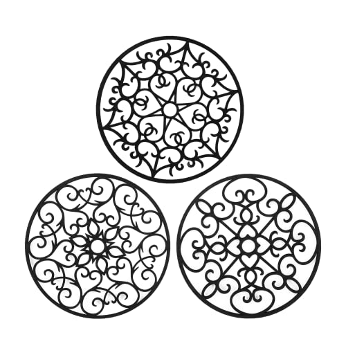 Wood Trivet Mat,Bnesi Hot Pot Holder Hot Pads For Table, Trivets For Hot Dishes, Table, Countertop,Hot Dish Black Trivet Set Of 3 (Style2) #TOP17