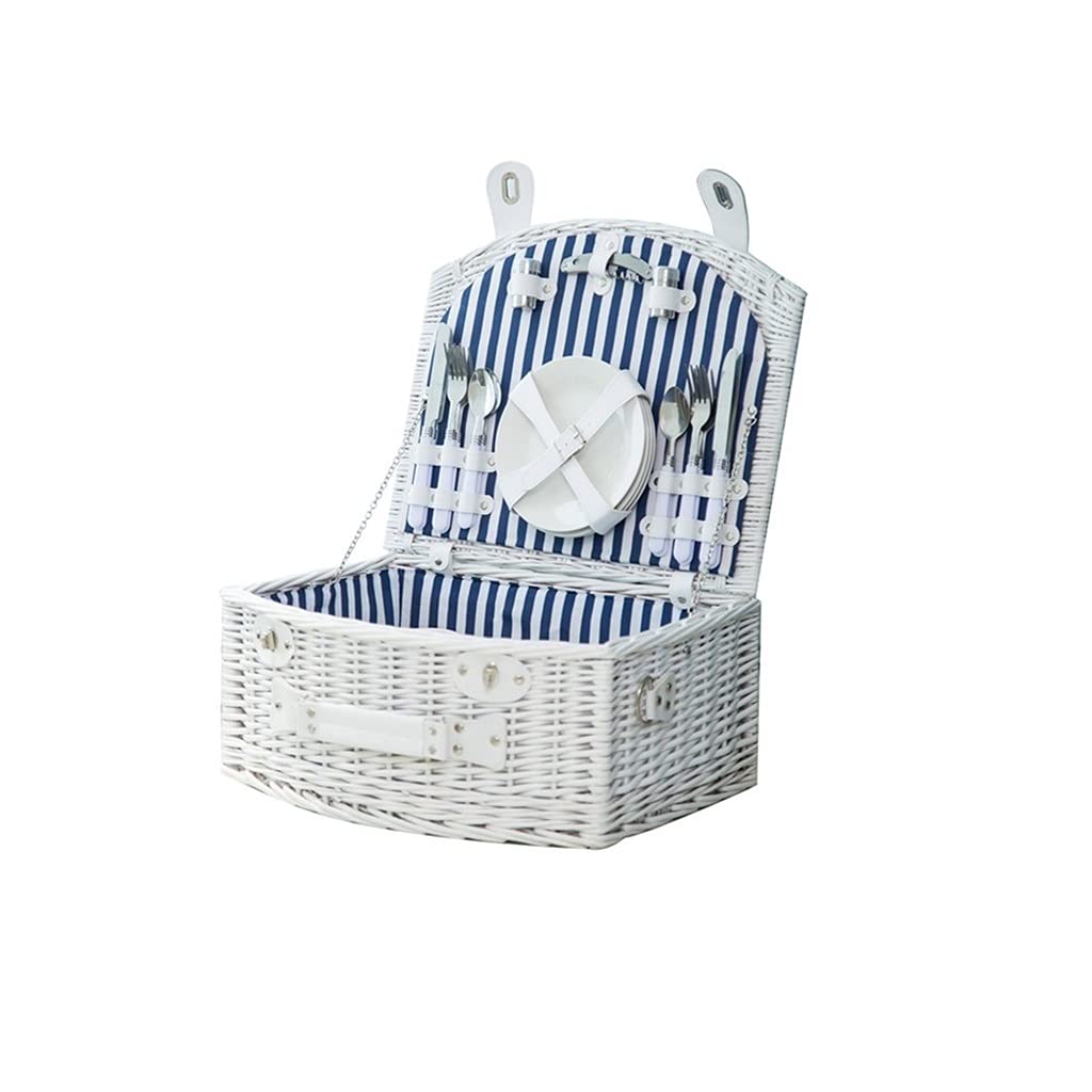 Storage Basket,Picnic Portable Rattan,Outdoor Western Food,storage with Cutlery Hamper for Camping and Party