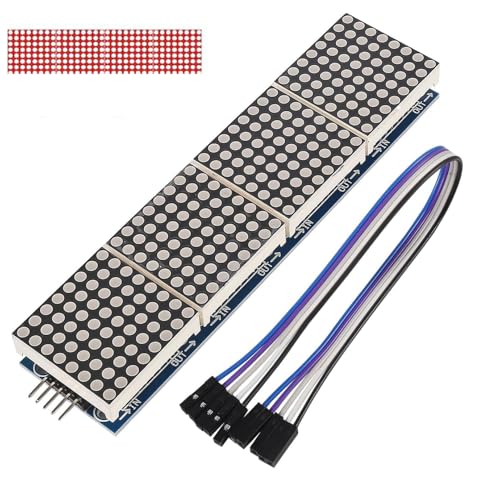 MAX7219 32x8 Dot Matrix Module 4 in 1 LED Display Modules for Arduino for Raspberry Pi Microcontroller (Red Light,5 Pin Wire)
