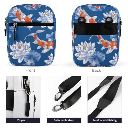 Personalized Small Crossbody Bag Water Resistant Messenger Bags Mini Flower And Fish Printing SlingBag For Men Women3