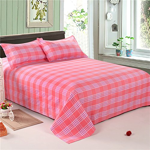 Drap de lit double en coton respirant 270x250cm motif plaid