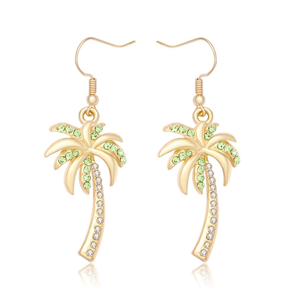 MANZHENCrystal Beach Palm Tree Dangle Earrings Tropical Jewelry for Women