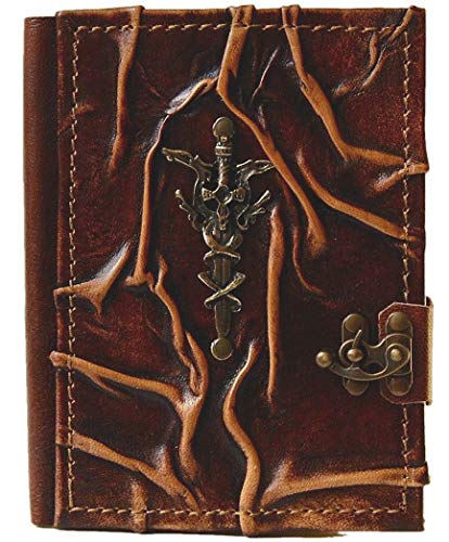 Télécharger Carnet vintage en cuir - Épée Excalibur - Fait main - Marron - Taille S : env. A6 - 240 pages - Ca livre En ligne