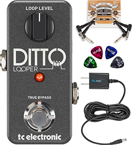 TC Electronic Ditto Looper Effects Pedal Bundled with Blucoil Slim 9V 670ma Power