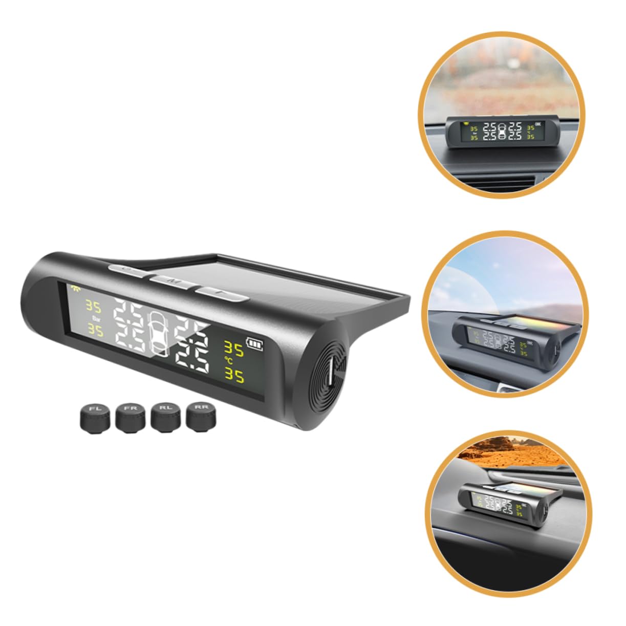 Cabilock Monitor Pressione Pneumatici Auto Nero, Monitoraggio