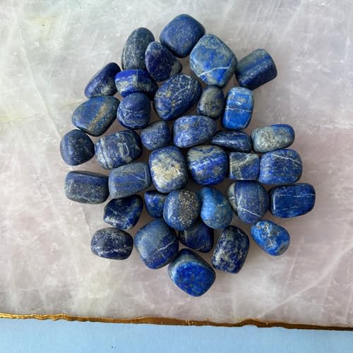 Image of Tumbled Stones, Natural Crystal Healing Stones, Home Office Decor, Aquarium Decorative Pebbles, Vase Fillers (Lapis Lazuli, 100)