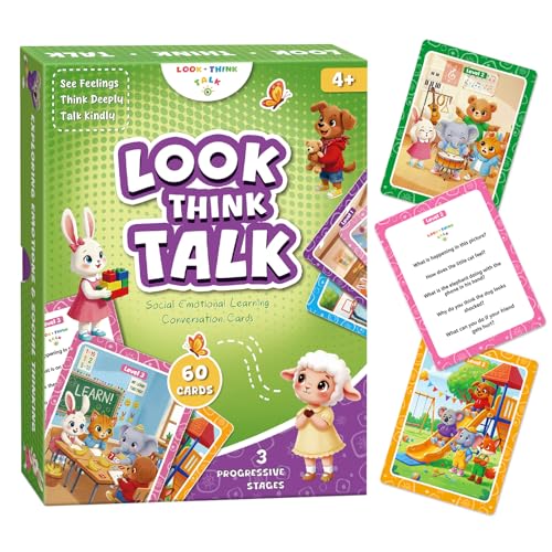 Conversation Cards Look Think Talk. Kids Games for Speech Therapy Materials Social Emotional Learning Activities and Critical Thinking Skills Like Social Skills and Emotional Intelligence.