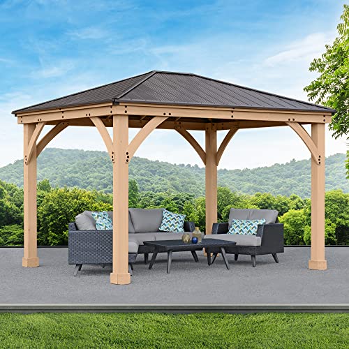 Yardistry 10 x 12 Meridian Cedar Wood Gazebo Pavilion...