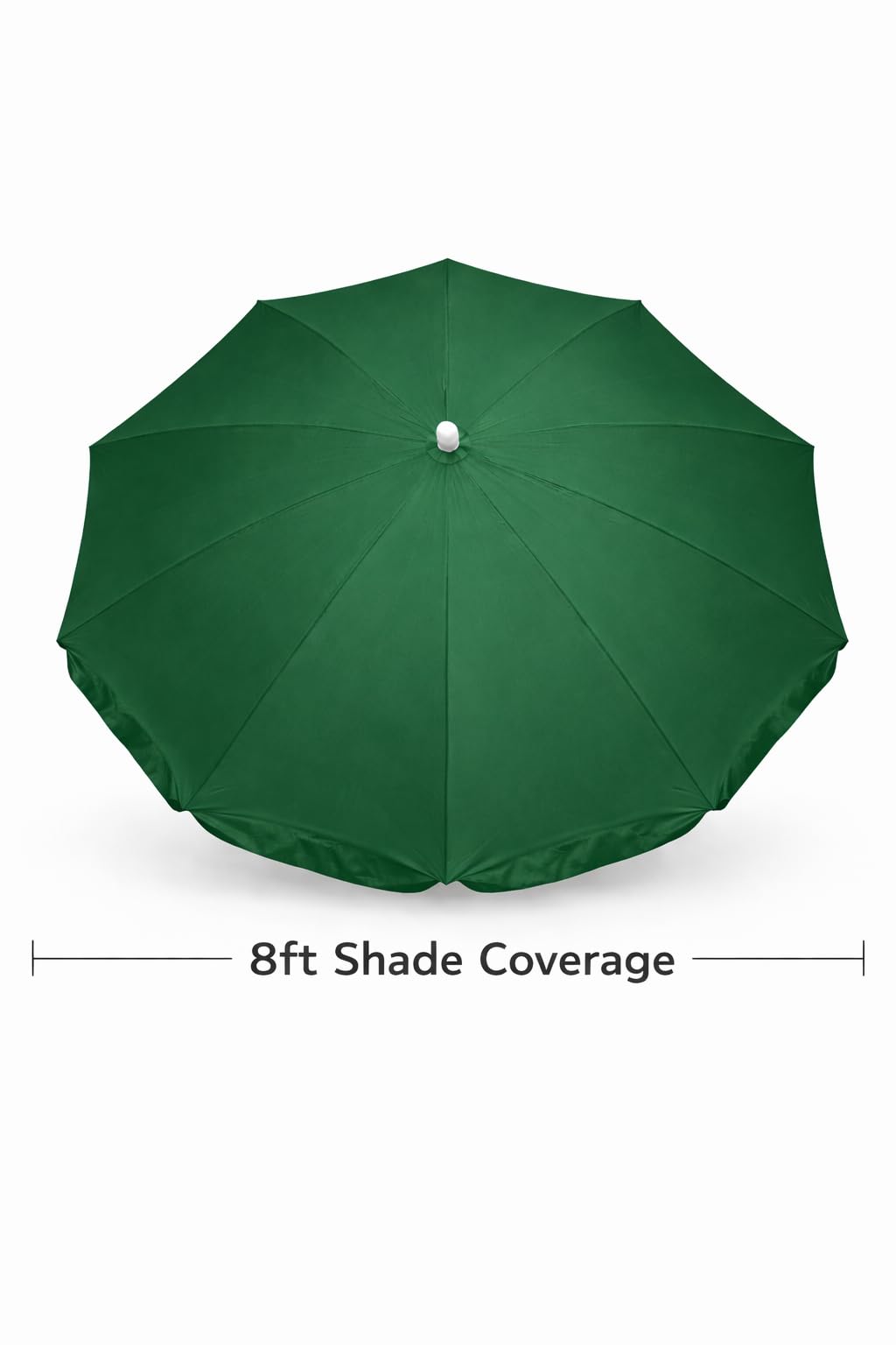 KUMCO Outdoor Garden Umbrella | 8 Feet Diameter | 10 Ribs | Round | Pongee Waterproof Fabric | Steel Shaft | Manual Push-up | Green Colour | Base not included