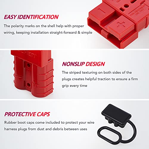 Omt Wire Connector 2 Pack, 50A Wire Harness Plug Kit For 6 To 12 Gauge Cables, 12V To 36V Battery Quick Connect Disconnect Set For Car Bike Atv Winches Lifts Motors More, Set Of 2, Red #TOP5