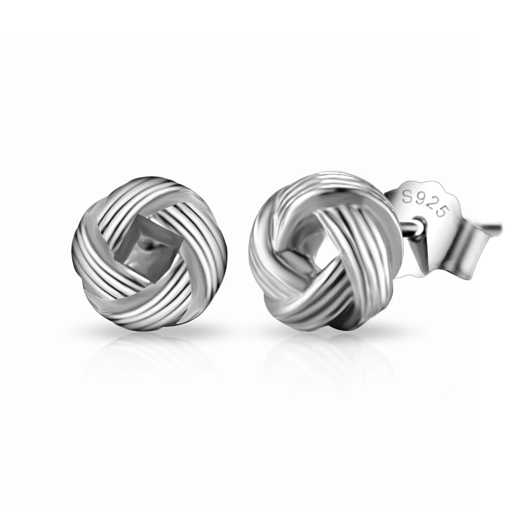 Philip Jones Sterling Silver Friendship Quote Knot Earrings