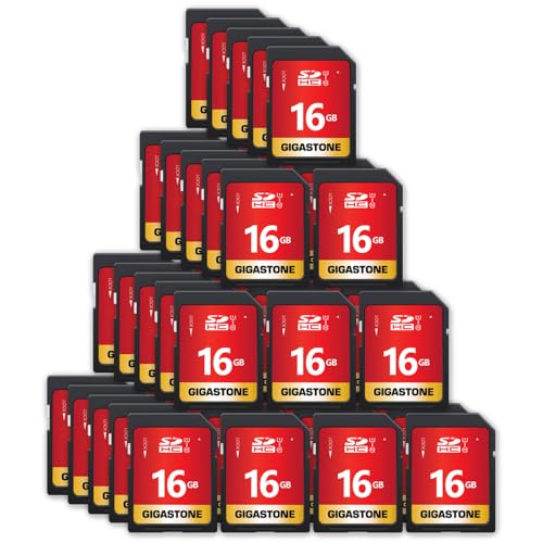 Image of GIGASTONE 16GB SD Card 50-Pack UHS-I U1 Class 10 SDHC Memory Card High Speed up to 80MB /s Full HD Video Compatible with Digital Camera, SPYPOINT TACTACAM WOSPORTS Trail Camera, with 50 Mini Cases